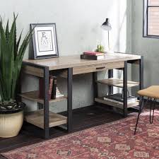 Manor Park Industrial 4 Shelf Usb Port Computer Desk Driftwood Walmart Com In 2020 Desk With Drawers Home Decor Desk Storage