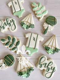 1 Dozen White Green Gold Terrarium Succulents Baby Shower Birthday Decorated Cookies Gold Baby Shower Cake Sage Green Baby Shower Green Baby Shower