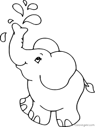 Baby Elephant Spraying Water Coloring Page Coloringall