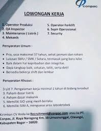 Cabinindo putra berdiri sejak 1 oktober 1991 dan merupakan perusahaan modal asing yang bergerak dibidang manufacturing aluminium die casting part. Pt Conpac 1 Operator Produksi 2 Qa Bogor Jobseekers Facebook