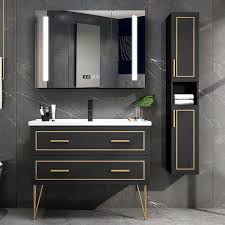 Wall mounted bathroom vanities online: New Bathroom Vanity Set With Metal Decoration Led Mirror Cabinet Side Cabinet 9048 80