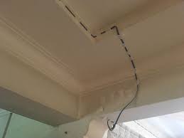 Cut a piece of backer board and use this as the mounting plate for your work junction box. Best Way To Stick A Very Long Ethernet Cable Semi Permanently To Walls Home Improvement Stack Exchange
