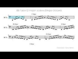 bb tuba 12 major scales single octave youtube