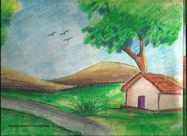 Natural Scenery Drawing Easy Simple Village Drawing At Getdrawings Drawing Scenery Easy Scenery Drawing Beautiful Scenery Drawing