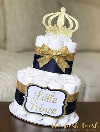 Little Prince Black And Gold Baby Shower Cake Navy Diaper Cake Boy Little Prince Navy Gold Royal Crown Baby Shower Centerpiece Baby Show Royal Crown Baby Shower Baby Diaper Cake Diaper Cake Centerpieces