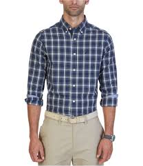 Nautica Mens True Plaid Button Up Shirt