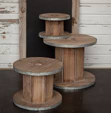 Display Risers Large Wooden Spools Small But May Still Blend Nice With The Real Metal Ones Large Wooden Spools Spool Furniture Wooden Spools