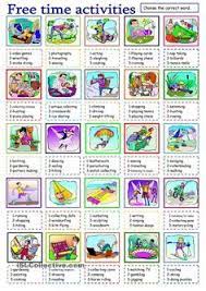 Free Time Activities Vocabulario En Ingles Juegos De Algebra Ingles Para Secundaria