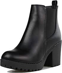 Leather pull tab platform height: Amazon Com Women S Block Chunky Heel Ankle Booties Slip On Platform Boots Zipper Up High Heel Chelsea Boots Ankle Bootie