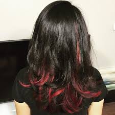 Add in some light blonde tones (pictured here) for an even wilder look. Black Hair With Red Peekaboo Highlights Novocom Top