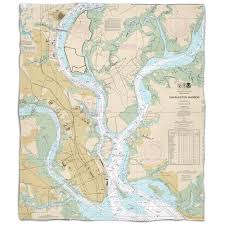 island girl sc charleston sc nautical chart fleece throw