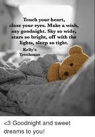 Stop by to unplug from the world, here. Touch Your Heart Close Your Eyes Make A Wish Say Goodnight Sky So Wide Stars So Bright Off With The Lights Sleep So Tight Kelly S Treehouse 3 Goodnight And Sweet Dreams To