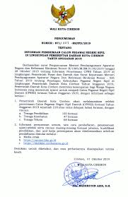Jul 01, 2021 · pengumuman nomor : Pengumuman Kebutuhan Cpns Kota Cirebon Tahun 2019 Badan Kepegawaian Pendidikan Dan Pelatihan Daerah Kota Cirebon