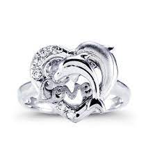 Dolphin Ring 14k White Gold Fashion Heart Love Cz Dolphin Ring Cheap Gold Rings Fashion Accessories Jewelry Dolphin Jewelry Dolphin Ring
