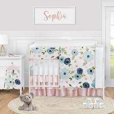 Casaja classic microfiber crib skirt with one side pleated, soft breathable dust ruffle fits standard crib and toddler bed, baby pink color for girls, 14 inchs drop. Sweet Jojo Designs Navy Blue And Pink Watercolor Floral 5 Piece Crib Bedding Set Wayfair