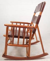 Vintage folding wooden rocking chair. Mid Century Modern Costa Rican Leather Campaign Folding Rocking Chair For Sale At 1stdibs