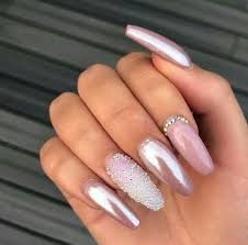 When you're running out of the newest and trendiest nail ideas, it's time to think outside the box. Rose Gold Coffin Glitter Chrome Nails Nail And Manicure Trends