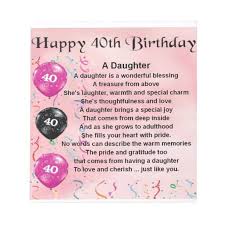 Daughter Poem 40th Birthday Notepad Zazzle Com Birthday Verses For Cards 40th Birthday Quotes Birthday Poems For Daughter