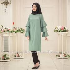 Neva Style Kolu Firfirli Cagla Yesili Tesettur Tunik 52220cy Tesetturisland Com Islami Moda Moda Stilleri Elbise