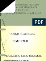 Satu garis panduan telah dikeluarkan oleh jpa melalui satu suratbertarikh 5 september 2017 penetapan gaji permulaan kenaikanpangkat telah ditambah baikmengikut kaedah baharu iaitu gaji pokok baharu selepas kenaikan pangkat ialah rm5853. Panduan Pelaksanaan Ketetapan Gaji Permulaan Kenaikan Pangkat Pptx