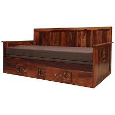 Crafted with a robust wooden frame, this storage bed flaunts a curved headboard and a storage base. Wooden Sofa Come Bed Design With Storage Furniture Ideas