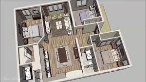 3 bedroom, 2 bath home with microwave over range, & mud room. 3d House Plan 10x12m With 3 Bedrooms 2 Bath And Large Kitchen House Design Photos Home Design Plans House Plans