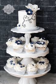 Black And Silver Wedding Cake Ideas New Year S Engagement Party Navy Blue Silver White And Black Engagement Navy And Silver Ca White Wedding Cupcakes Blue Wedding Cupcakes Cool Wedding Cakes