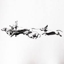 Black And White Dachshund Print Dachshunds Black White Art Print Running Doxies 11 X 17 Etsy Dachshund Print Dog Lovers Art Dachshund
