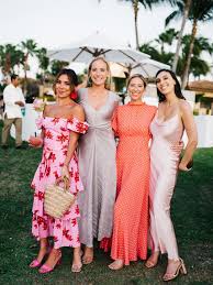 Late spring is considered the start of wedding season and with that can come a lot of stress over what to wear to each of these occasions. This Couple Drew Design Inspiration From Mexican Tiles And Otomi Prints For Their Wedding Weekend In Punta Mita Destination Wedding Guest Attire Wedding Attire Guest Rehearsal Dinner Dresses