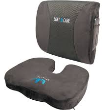 Softacare Seat Cushion Coccyx Orthopedic Memory Foam And Lumbar Support Pillow Set Of 2 Dark Gray Support Pillows Coccyx Cushion Lumbar Support