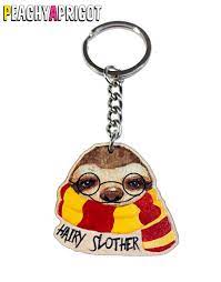 Hairy Slother Keychain Sloth Keychain Book Lover Sloth - Etsy