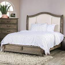 Fireplace with queen poster storage bed ia2f. Furniture Of America Belgrade Ii California King Upholstered Platform Bed In Rustic Natural Tone And Ivory