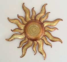 Golden Sun Celestial Wall Art Metal Gold Sunburst Garden Decor Regal Gift Arts Outdoor Wall Art Metal Tree Wall Art Sun Wall Decor