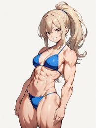 生成AI】AIイラスト一覧：水着・ビキニ姿の筋肉娘 その1 – Refusella