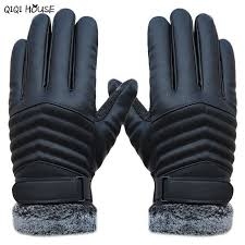 Winter Gloves Men Kids Thicken Gloves Mens Leather Driving Gloves Touch Screen Antifreeze Fur Warm Mens Winter Gloves Leather Gloves Winter Mens Gloves Leather