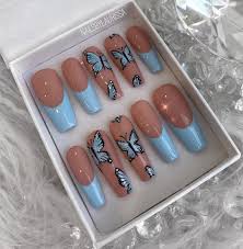 French Butterflies Inlove With These They Can Be Custom Made For You In Other Colours Long Square Acrylic Nails Summer Acrylic Nails Best Acrylic Nails