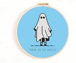 Free quick and easy cross stitch patterns. Funny Cross Stitch Pattern Freak In The Sheets Cross Stitch Pattern Ghost Cross Stitch Pattern Funny Cross Stitch Patterns Cross Stitch Patterns Cross Stitch Owl