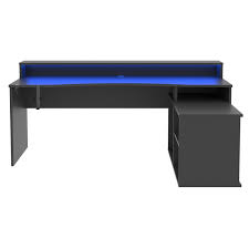 The large top shelf, at 175 cm in length, is big enough for up to three large monitors. Gamer Schreibtisch Schwarz Mit Led Beleuchtung 200 Cm Breit Online Bei Roller Kaufen
