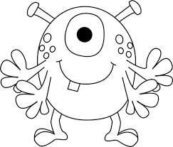 Black And White Pictures To Color For Kids Black And White Black And White Four Arm Monster Monster Coloring Pages Coloring Books Coloring Pages