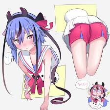 sukenoota, meika hime, meika mikoto, gynoid talk, vocaloid, commentary  request, translation request, + +, 2others, ?, black hair, blue hair,  blush, blush stickers, braid, braided ponytail, chibi, chibi inset,  collarbone, cropped legs,