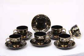 Set of 2, korea koyo handmade ceramic tea brrewing cup with infuser and lid for steeping, loose leaf tea maker. Buy Home Cart Bone China Tea And Coffee Cup Saucer Set Pack Of 6 Black Golden Online At Low Prices In India Amazon In