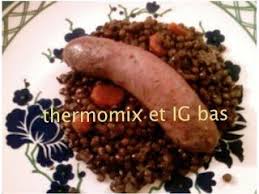 Thermomix Et Ig Bas Saucisses Aux Lentilles Vertes Recettes De Cuisine Recette Recette Saucisse Lentille