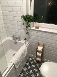 Laura Ashley Floor Tiles In Charcoal And White Subway Tiles Both From Tile Giant Ikea Toilet Trendy Bathroom Tiles Bathroom Showrooms Bathroom Vanity Remodel