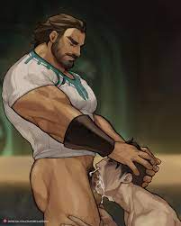 2boys arcane balls bara barazoku beard big balls big penis  blowjob clothing cum cum drip cum dripping from penis cum in mouth daddy  daydreamerjim deepthroat erection facial hair gay