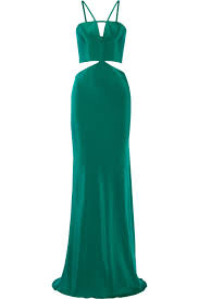 Cutout Silk Gown In Green Silk Dress Long Cutout Gown Silk Evening Dress