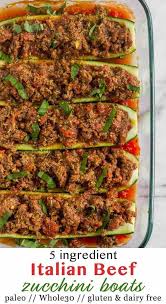 Only 5 Ingredients For These Easy And Flavorful Whole30 Italian Beef Zucchini Boats They Make A Simple G Paleo Recipes Snacks Whole Food Recipes Paleo Recipes