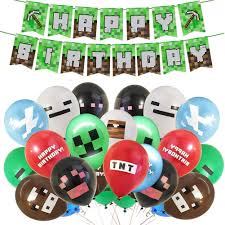 Descarga los banderines de happy birthday. Buy Minecraft Birthday Decorations Gaming Theme Party Supplies Including Happy Birthday Banner Gaming Birthday Balloons For Birthday Boy Online In Indonesia B08gkm6zvg