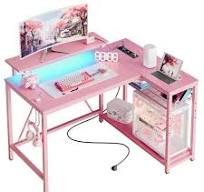 Pink Corner Desk: L-Shaped & Customizable
