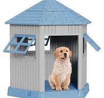 Bifanuo Durable Dog House, Indoor Outdoor Wateproof Doghouse, Pet Plastic  Dog Kennel for Small Medium Dogs,Blue, 36.6"L*29.5"W*37.4"H
