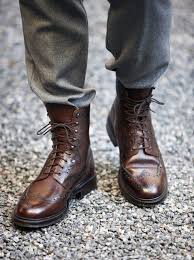 Brown Dress With White Dots Wingtip Boots Gentleman Shoes Dress With Boots